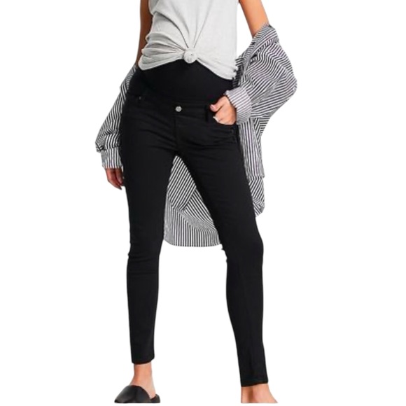 Topshop Moto Maternity Jaime Overbump Black Sretch Denim Skinny Jeans 12/30 - Picture 2 of 8
